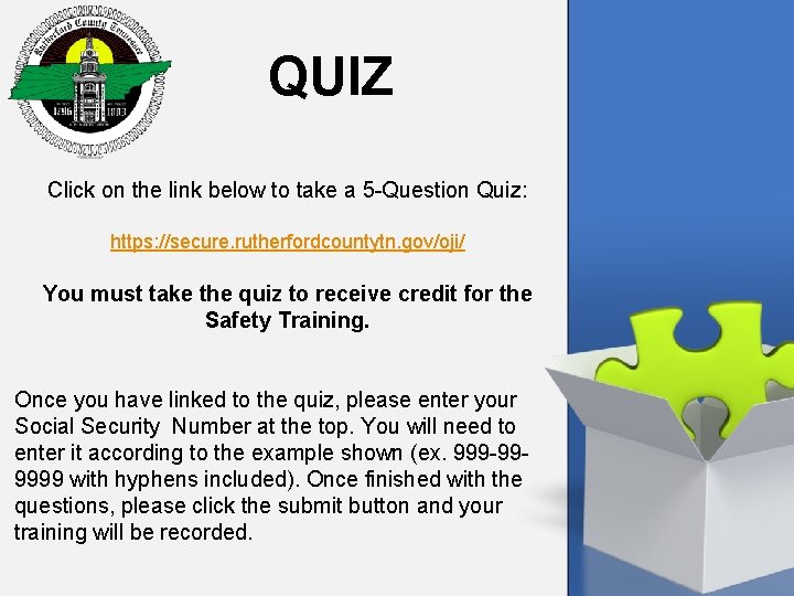 QUIZ Click on the link below to take a 5 -Question Quiz: https: //secure.