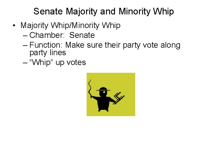 Senate Majority and Minority Whip • Majority Whip/Minority Whip – Chamber: Senate – Function: