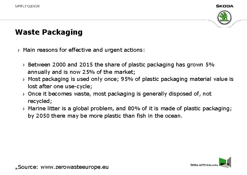 Waste Packaging Main reasons for effective and urgent actions: Between 2000 and 2015 the Waste Packaging Main reasons for effective and urgent actions: Between 2000 and 2015 the