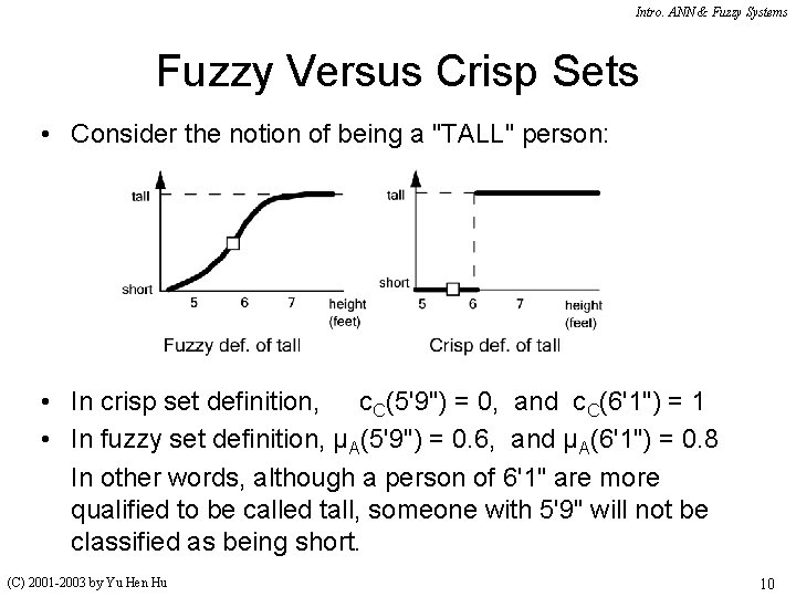 Intro. ANN & Fuzzy Systems Fuzzy Versus Crisp Sets • Consider the notion of