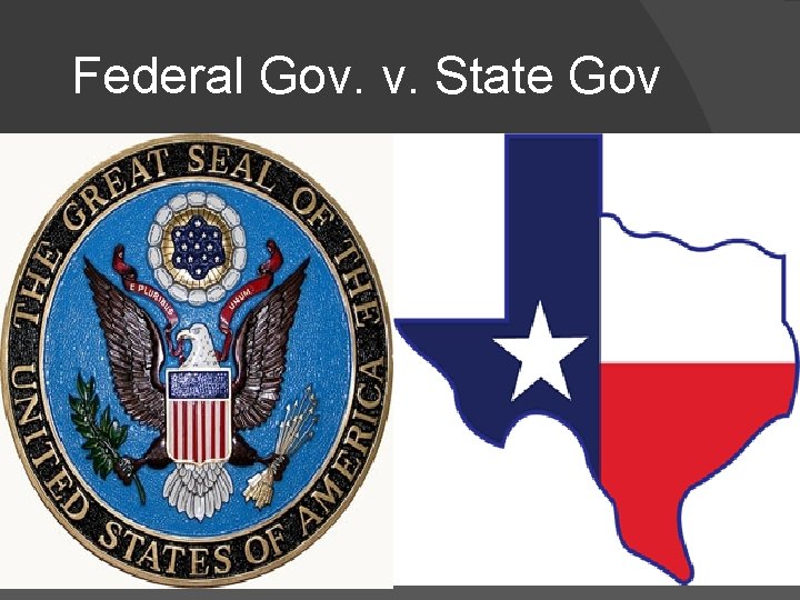 Federal Gov. v. State Gov The federal government is the national government. � It