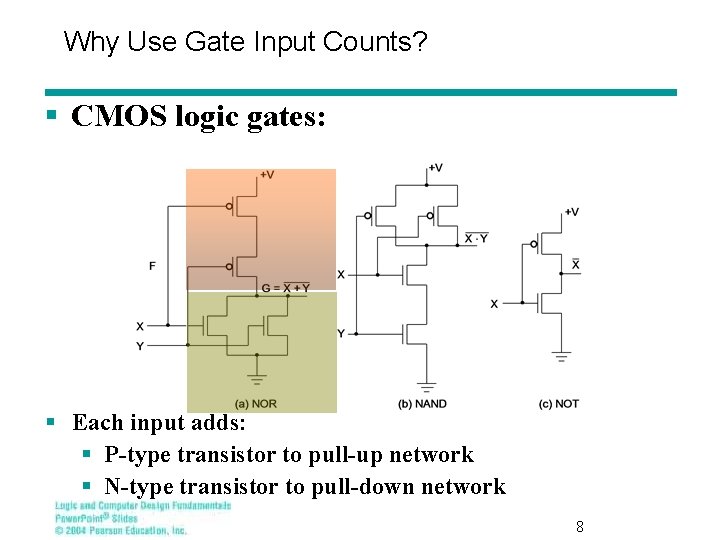 Why Use Gate Input Counts? § CMOS logic gates: § Each input adds: §