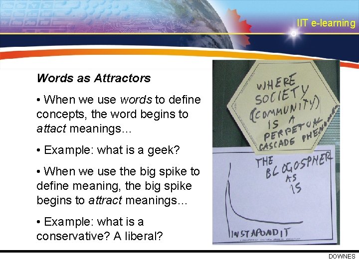 IIT e-learning Words as Attractors • When we use words to define concepts, the