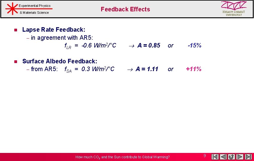 Experimental Physics & Materials Science n n Feedback Effects HELMUT SCHMIDT UNIVERSITÄT Lapse Rate