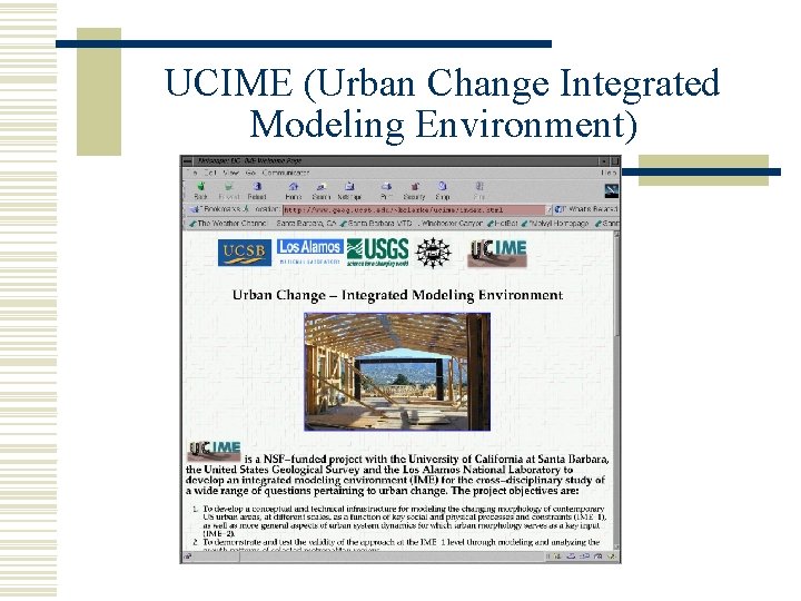 UCIME (Urban Change Integrated Modeling Environment) 