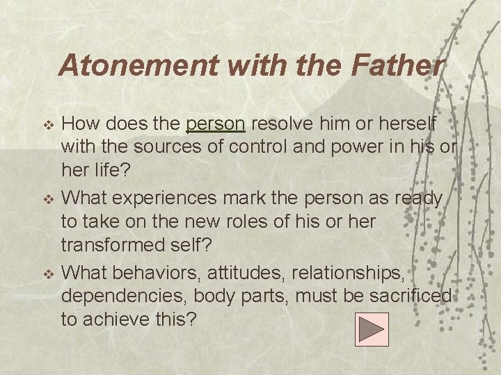 Atonement with the Father v v v How does the person resolve him or