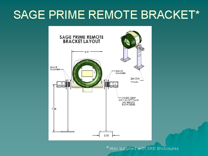 SAGE PRIME REMOTE BRACKET* *Also supplied with SRE Enclosures 