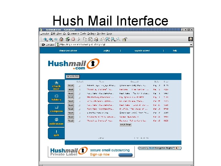 Hush Mail Interface 