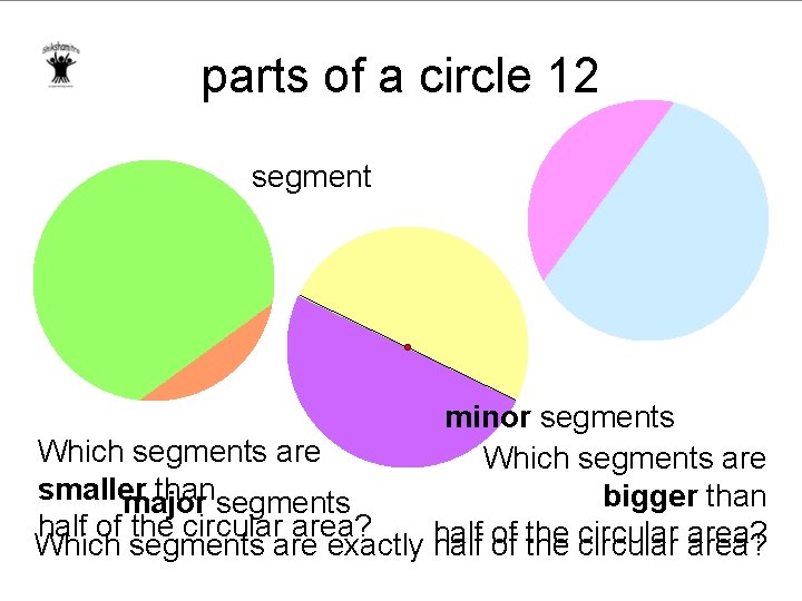 parts of a circle 12 segment minor segments Which segments are smaller thansegments bigger