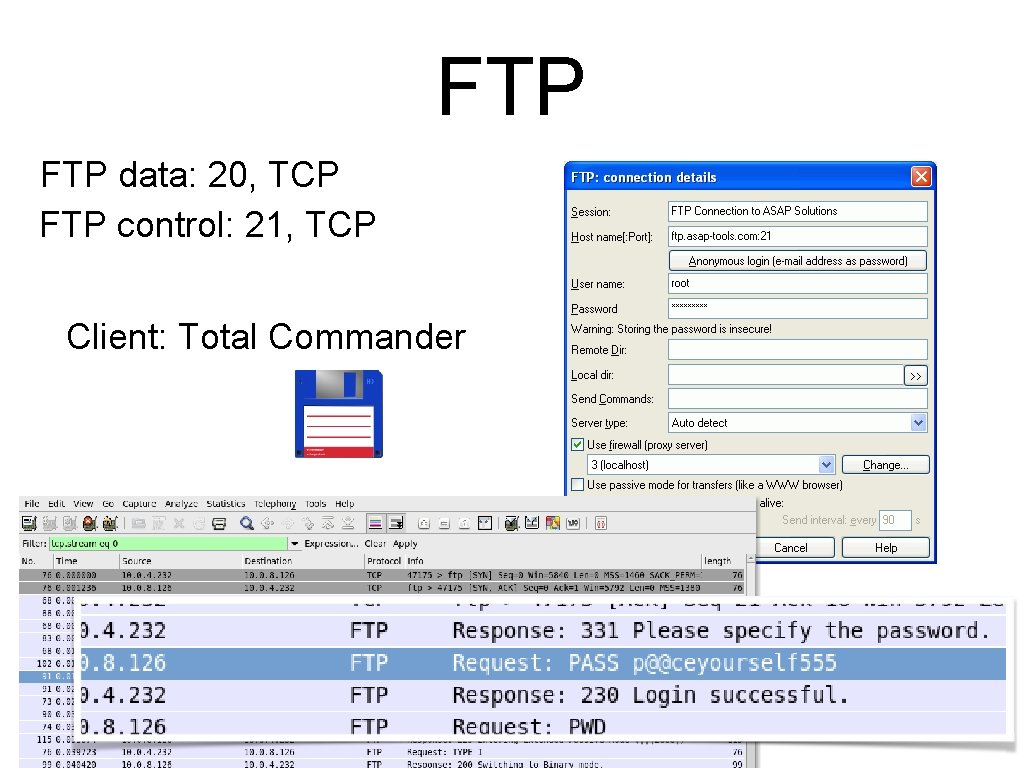 FTP data: 20, TCP FTP control: 21, TCP Client: Total Commander 