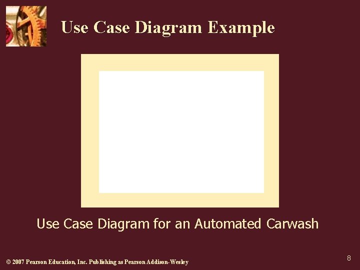 Use Case Diagram Example Use Case Diagram for an Automated Carwash © 2007 Pearson