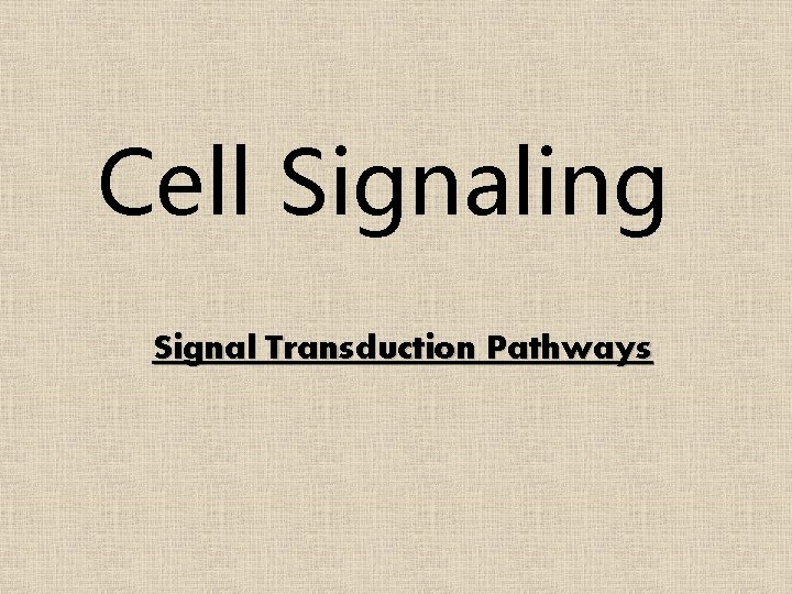 Cell Signaling Signal Transduction Pathways 