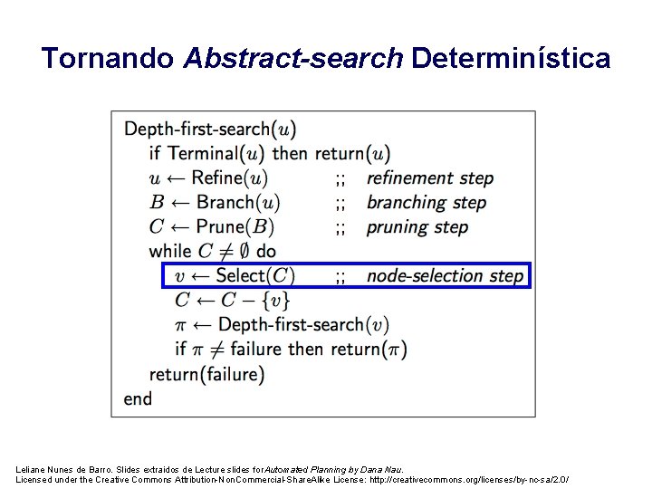 Tornando Abstract-search Determinística Leliane Nunes de Barro. Slides extraidos de Lecture slides for Automated
