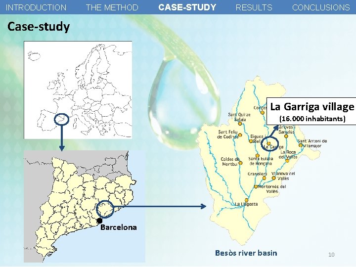INTRODUCTION THE METHOD CASE-STUDY RESULTS CONCLUSIONS Case-study La Garriga village (16. 000 inhabitants) Barcelona