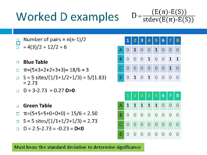 Worked D examples 1 2 3 4 5 6 7 8 A 0 1