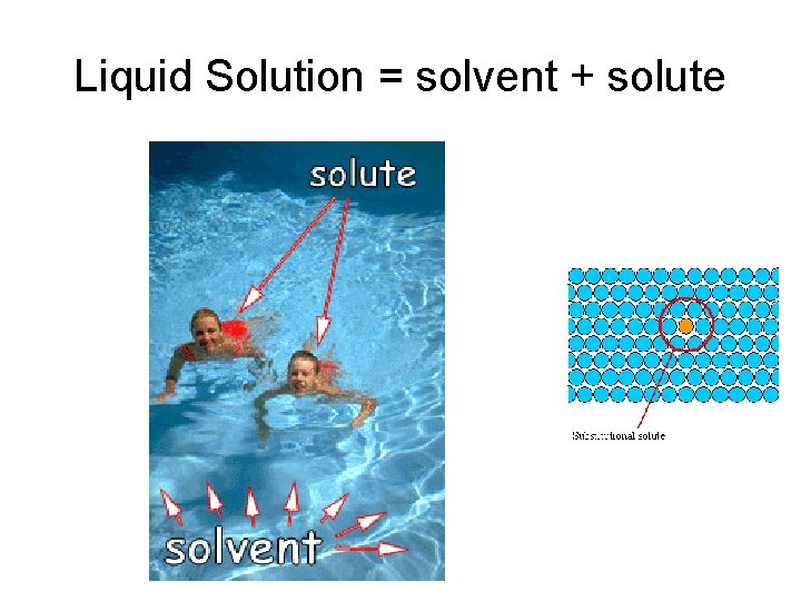 Liquid Solution = solvent + solute 