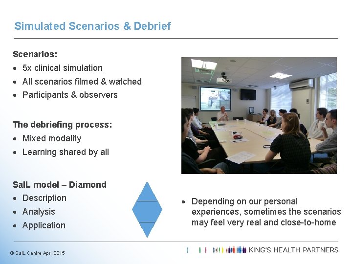 Simulated Scenarios & Debrief Scenarios: · 5 x clinical simulation · All scenarios filmed