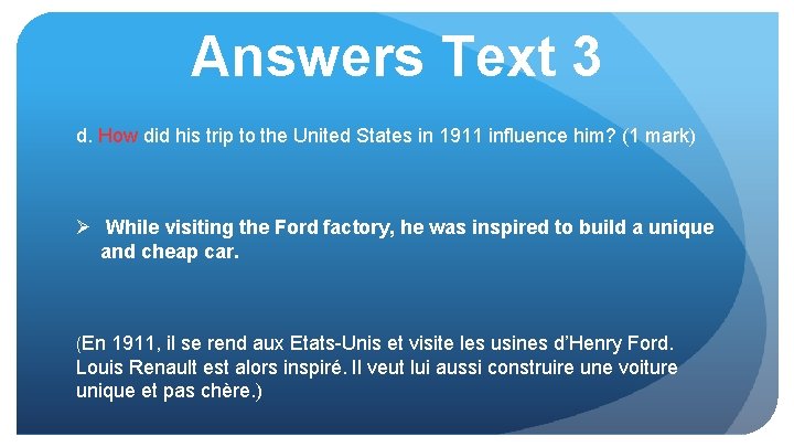 Answers Text 3 d. How did his trip to the United States in 1911