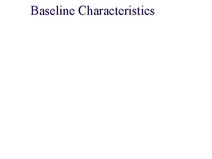 Baseline Characteristics 