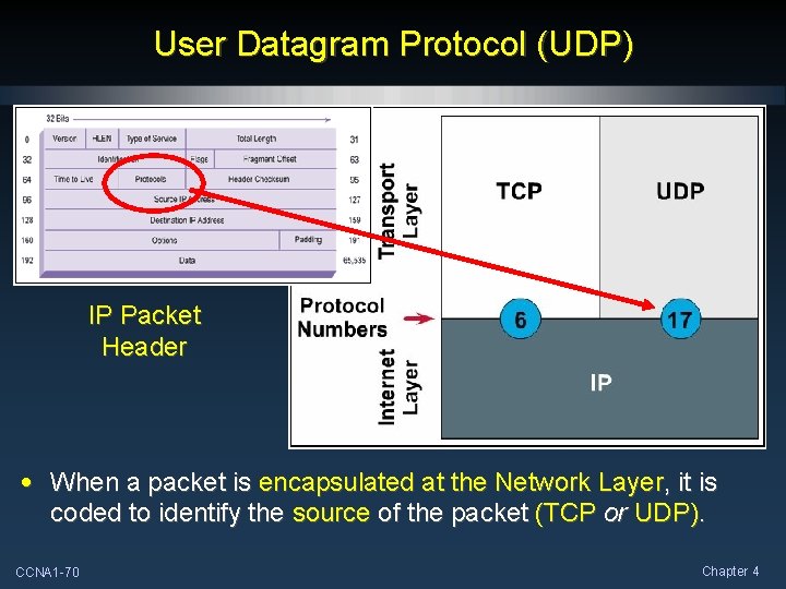 User Datagram Protocol (UDP) IP Packet Header • When a packet is encapsulated at User Datagram Protocol (UDP) IP Packet Header • When a packet is encapsulated at