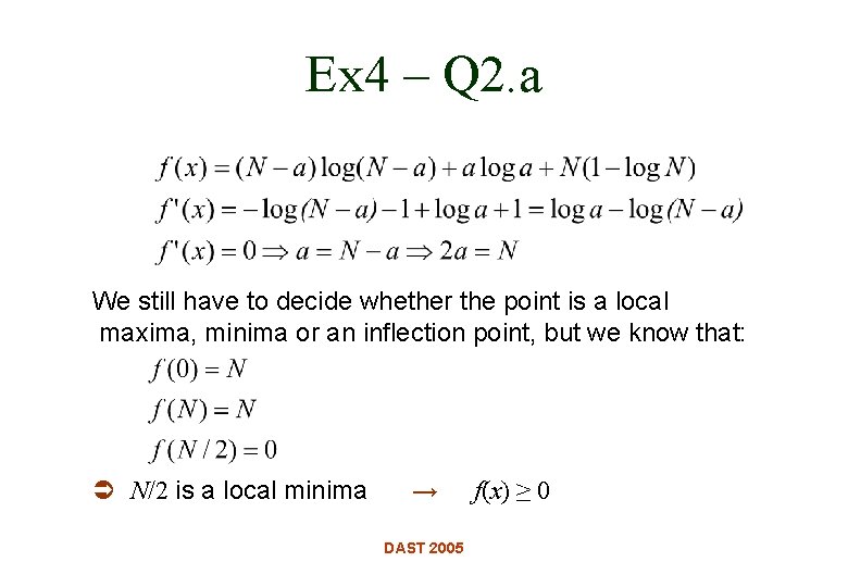 Ex 4 – Q 2. a We still have to decide whether the point Ex 4 – Q 2. a We still have to decide whether the point