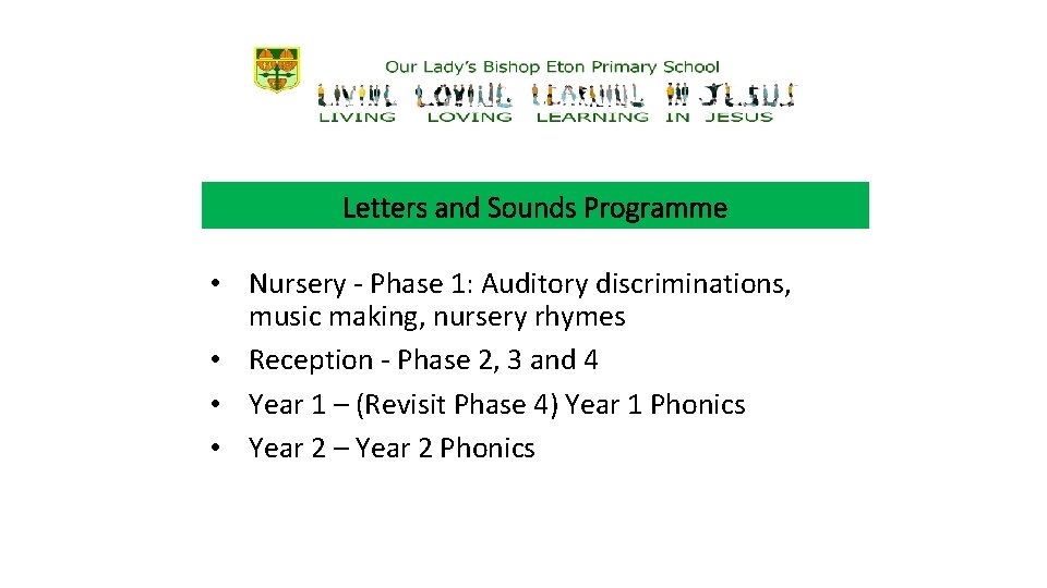 Letters and Sounds Programme • Nursery - Phase 1: Auditory discriminations, music making, nursery