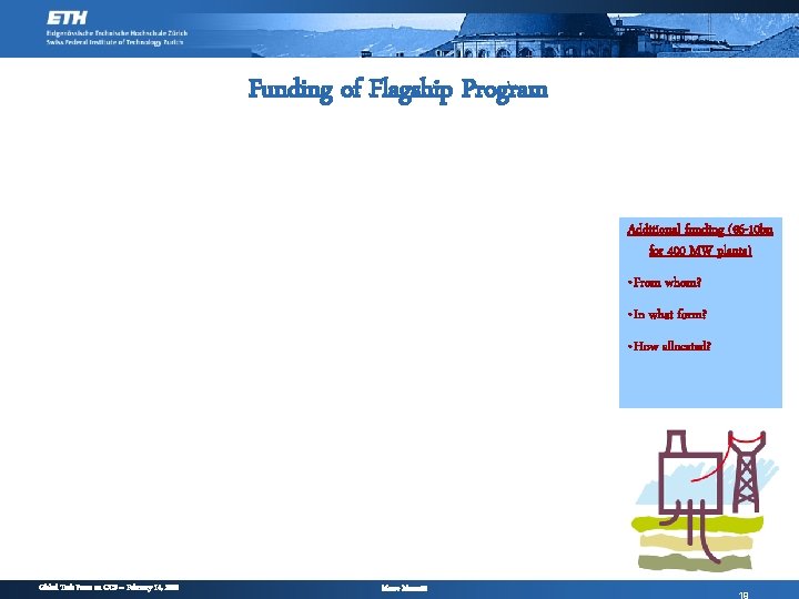 Funding of Flagship Program Additional funding (€ 6 -10 bn for 400 MW plants)