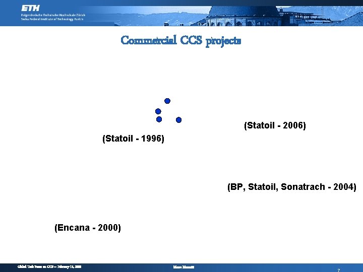 Commercial CCS projects (Statoil - 2006) (Statoil - 1996) (BP, Statoil, Sonatrach - 2004)