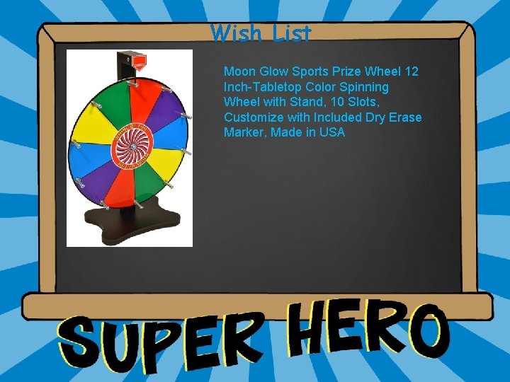 Wish List Moon Glow Sports Prize Wheel 12 Inch-Tabletop Color Spinning Wheel with Stand,