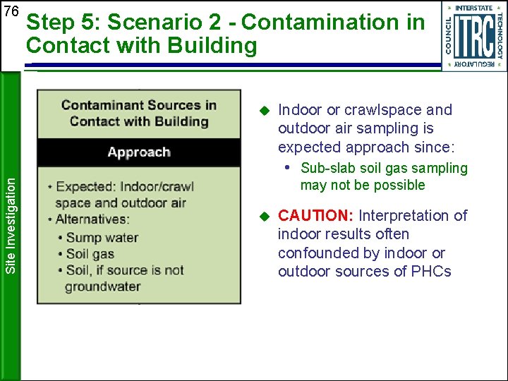 76 Step 5: Scenario 2 - Contamination in Contact with Building Indoor or crawlspace