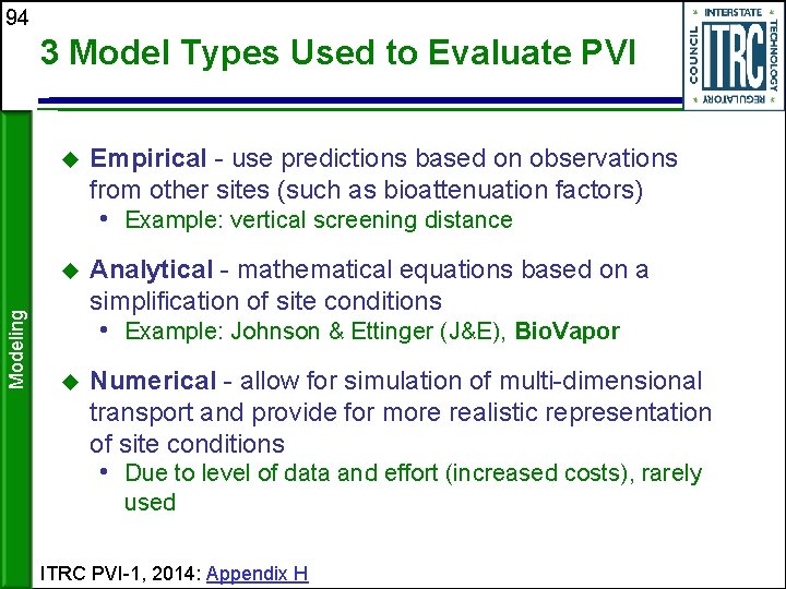 94 3 Model Types Used to Evaluate PVI Empirical - use predictions based on