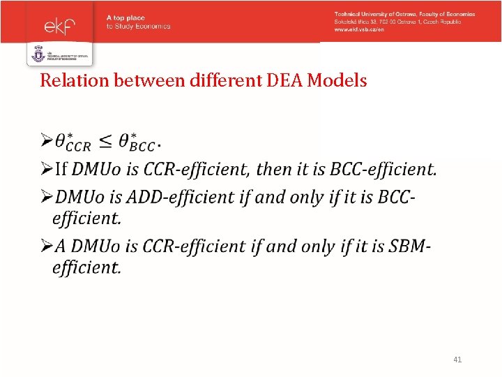 Relation between different DEA Models • 41 