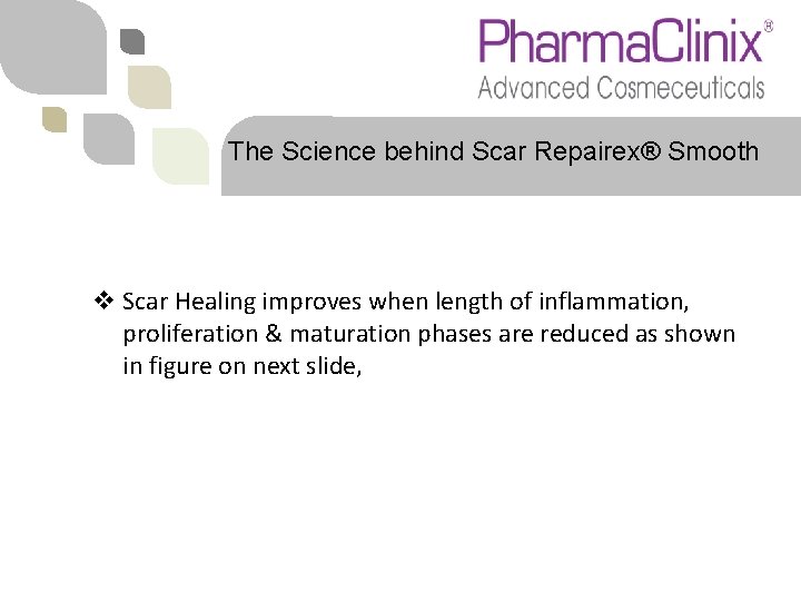 The Science behind Scar Repairex® Smooth v Scar Healing improves when length of inflammation,