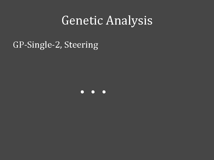Genetic Analysis GP-Single-2, Steering . . . 