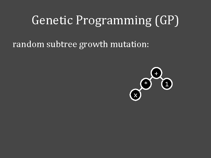 Genetic Programming (GP) random subtree growth mutation: + * x 1 