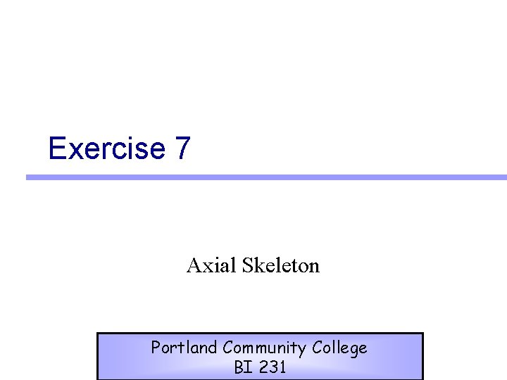 Exercise 7 Axial Skeleton Portland Community College BI 231 