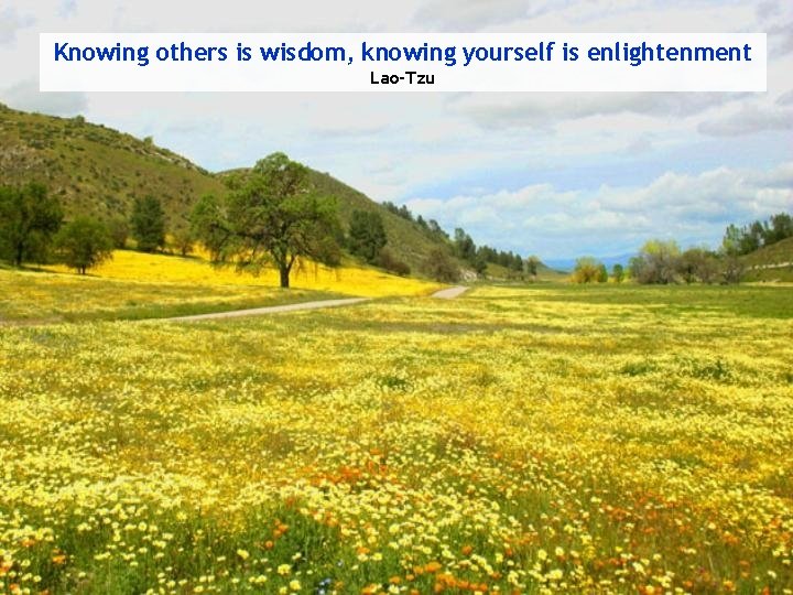 Knowing others is wisdom, knowing yourself is enlightenment Lao-Tzu 