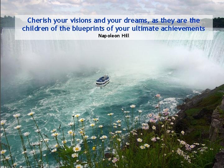 Cherish your visions and your dreams, as they are the children of the blueprints