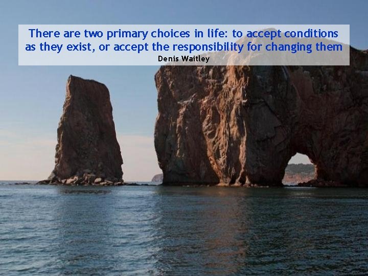 There are two primary choices in life: to accept conditions as they exist, or