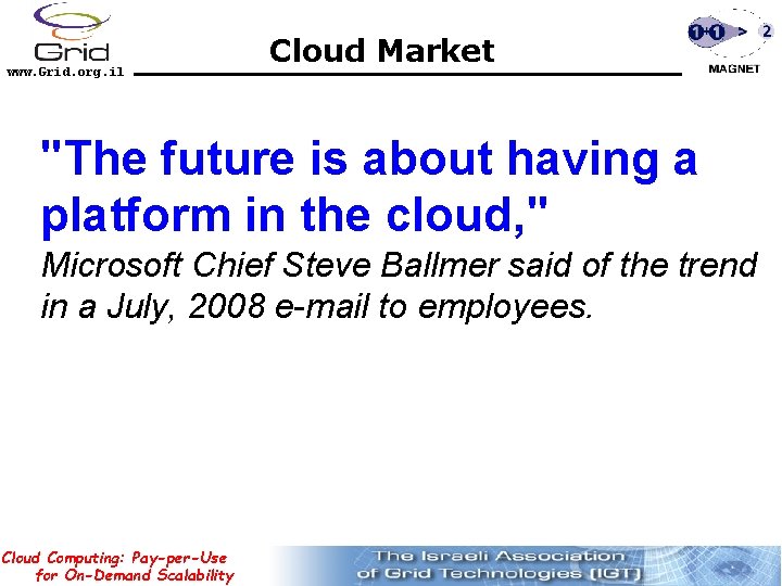 www. Grid. org. il Cloud Market "The future is about having a platform in
