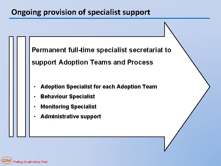 Ongoing provision of specialist support Permanent full-time specialist secretariat to support Adoption Teams and