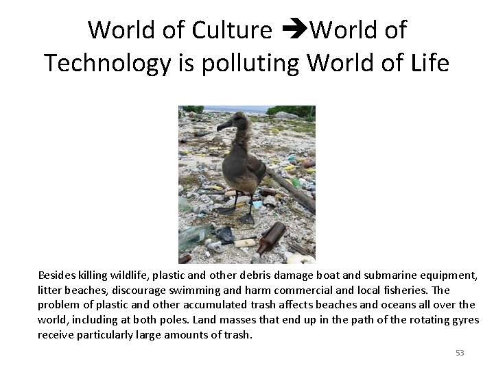 World of Culture World of Technology is polluting World of Life Besides killing wildlife,