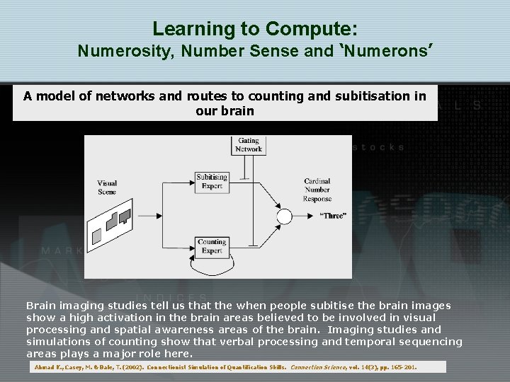 Learning to Compute: Numerosity, Number Sense and ‘Numerons’ A model of networks and routes