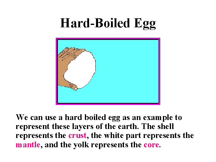 Hard-Boiled Egg We can use a hard boiled egg as an example to represent