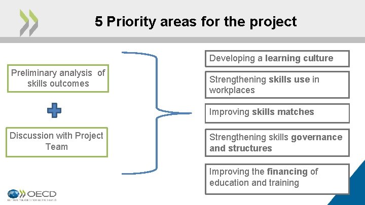 5 Priority areas for the project Developing a learning culture Preliminary analysis of skills
