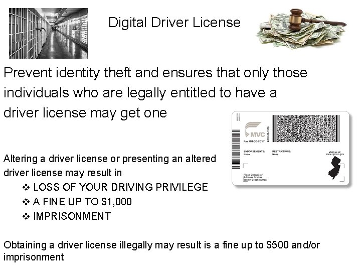 Digital Driver License Prevent identity theft and ensures that only those individuals who are