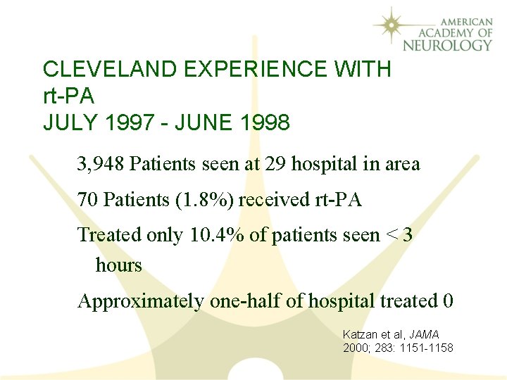 CLEVELAND EXPERIENCE WITH rt-PA JULY 1997 - JUNE 1998 3, 948 Patients seen at