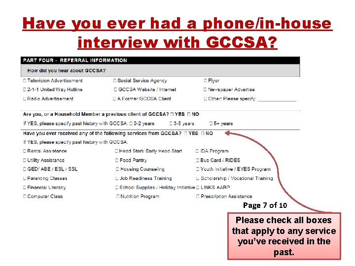Have you ever had a phone/in-house interview with GCCSA? Page 7 of 10 Please