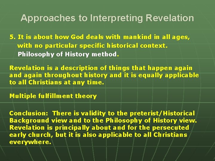 Approaches to Interpreting Revelation 5. It is about how God deals with mankind in
