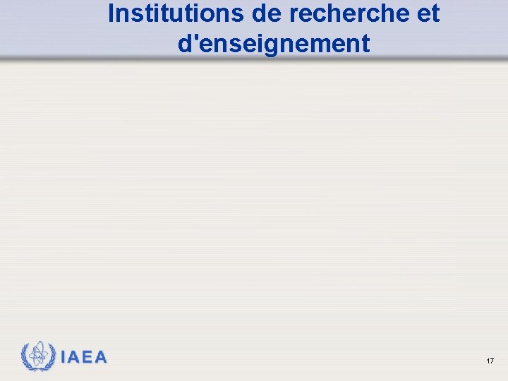 Institutions de recherche et d'enseignement IAEA 17 